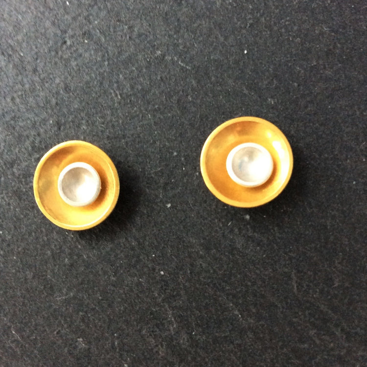 Target Studs Silver on Gold Vermeil