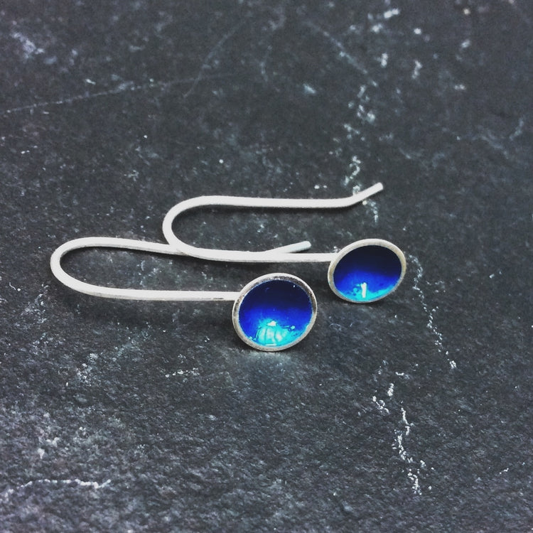 Silver and Blue Enamel Drops
