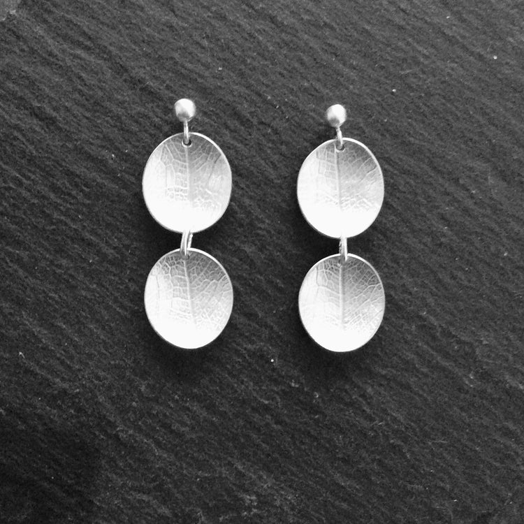 Sterling Silver Double Drop Leaf Studs