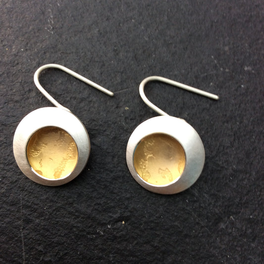 Silver Satinised with Vermeil Gold Etched Hooks